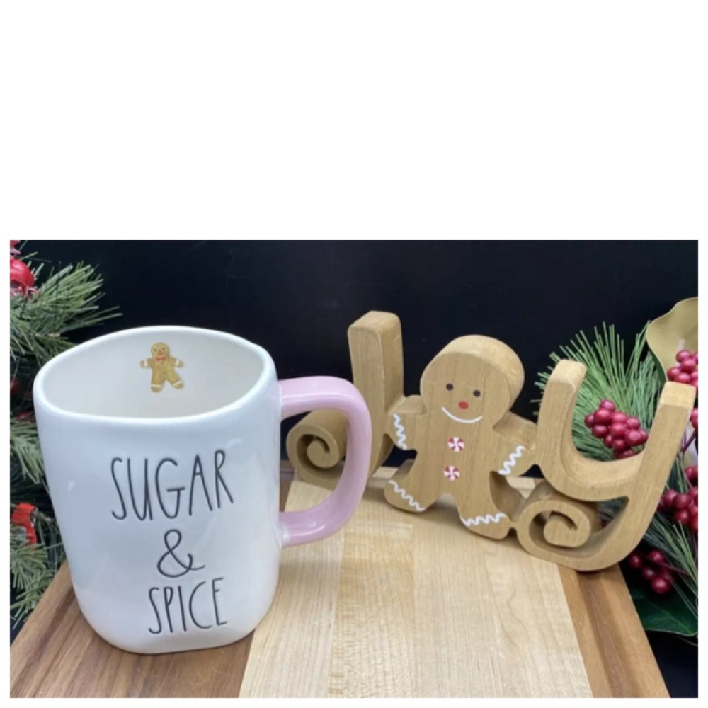 NEW Rae Dunn Sugar & Spice Mug with Gingerbread Man Inside Cup Pink Handle
